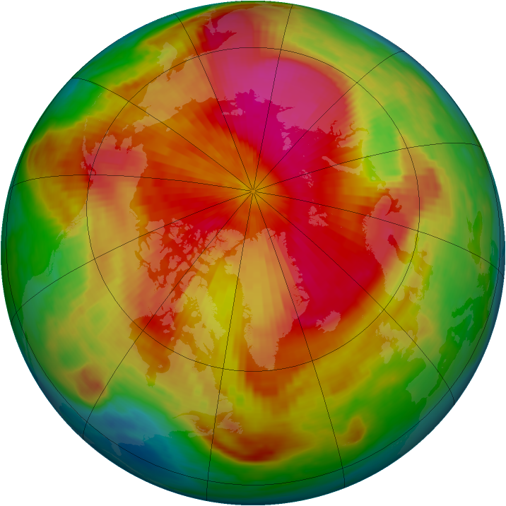 Arctic ozone map for 31 March 1985